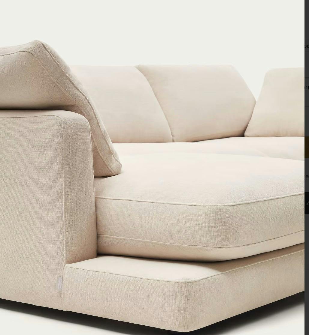 Sofa L-Form beige, Nahansicht