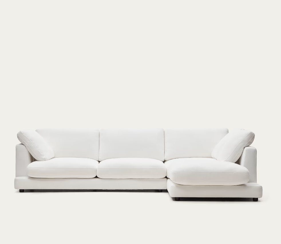 weisses Sofa L Form rechts