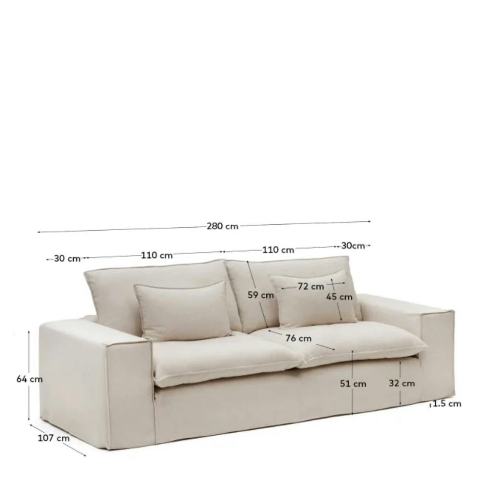 weisses Polster Sofa, Masse