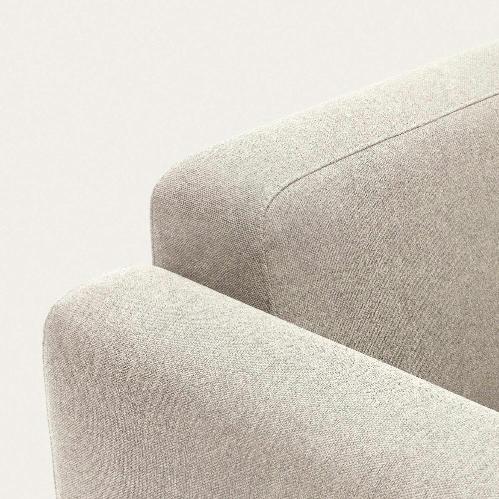 beiges Polster Sofa L-Form rechts, Nahaufnahme