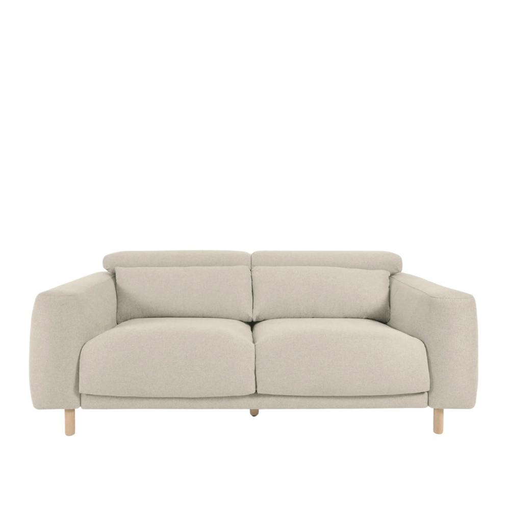 beiges Polster Sofa mit Holzbeinen