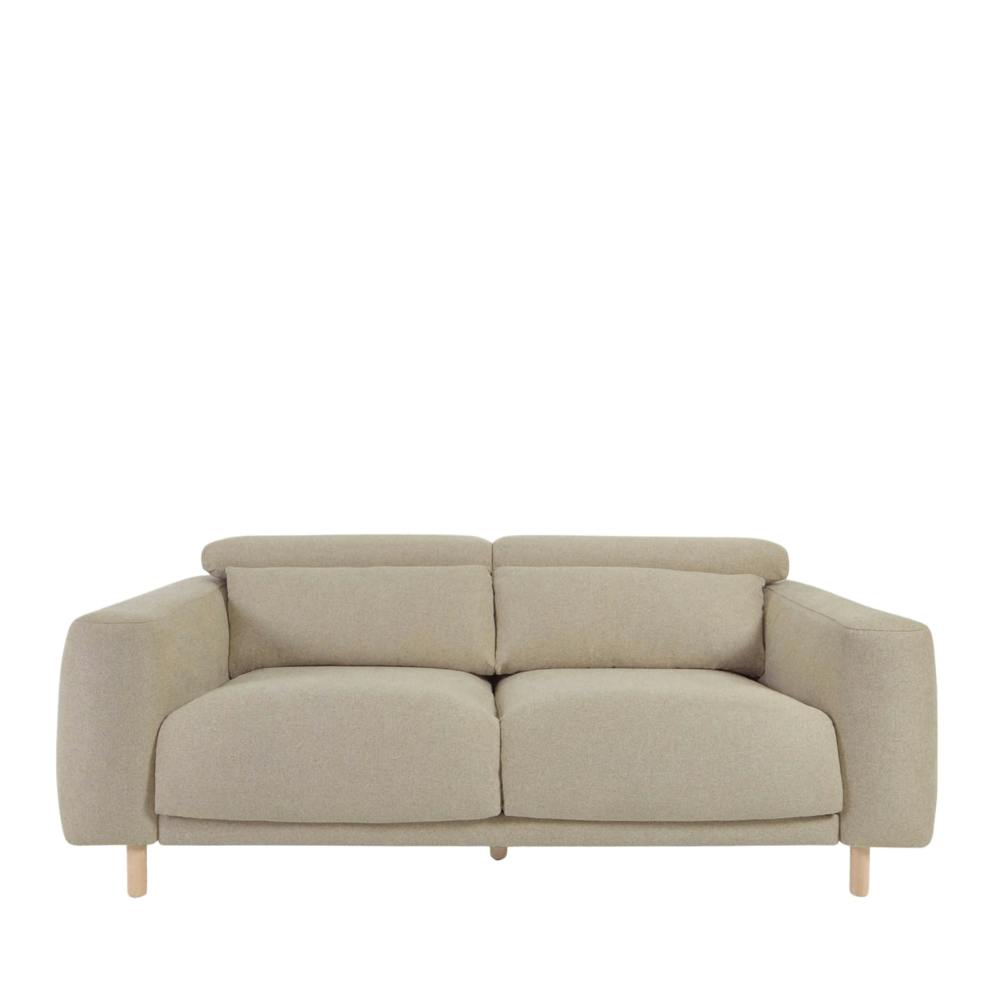 beiges Polster Sofa mit Holzbeinen