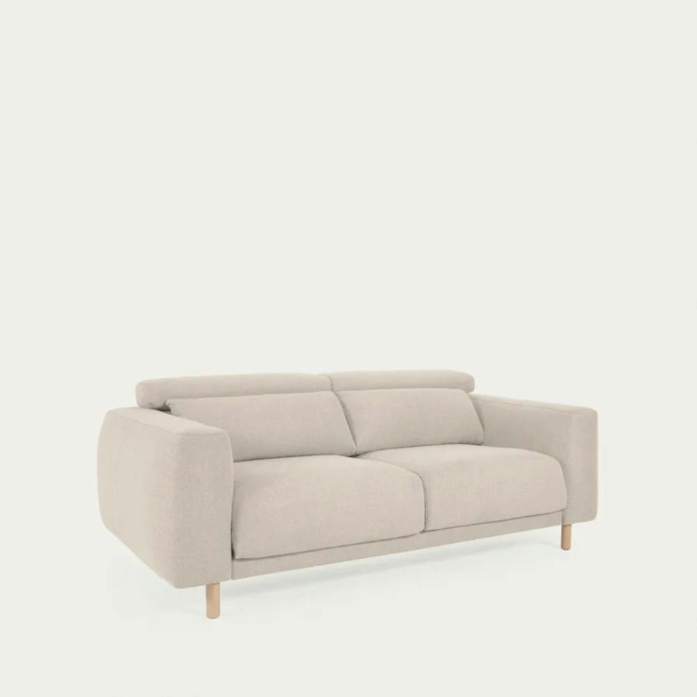 beiges Polster Sofa mit Holzbeinen