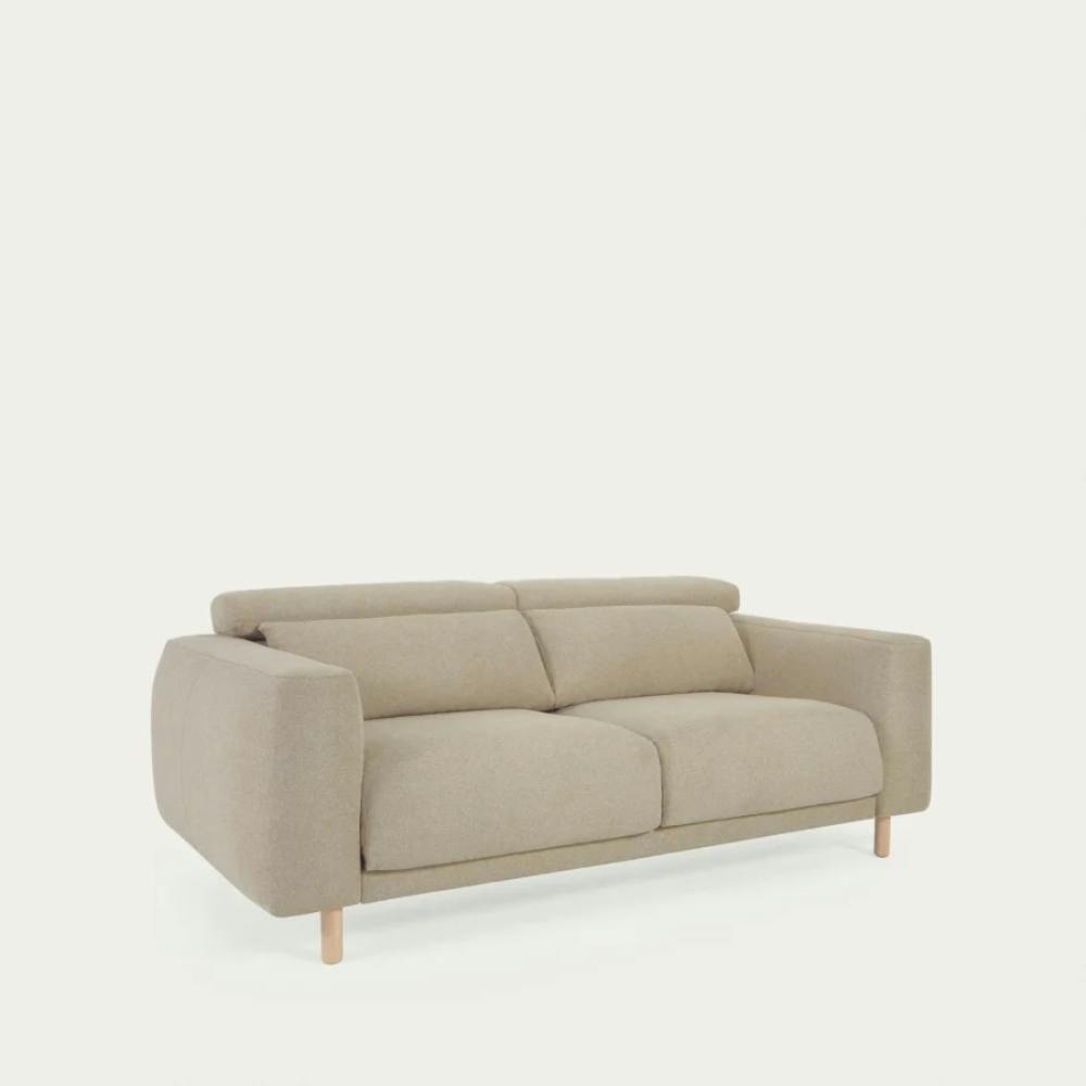 beiges Polster Sofa mit Holzbeinen